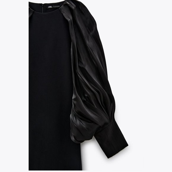 ZARA Fitted Dress with Balloon Sleeves - Picture 6 of 7